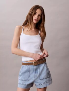 Camisola sem mangas com nervuras e Monogram