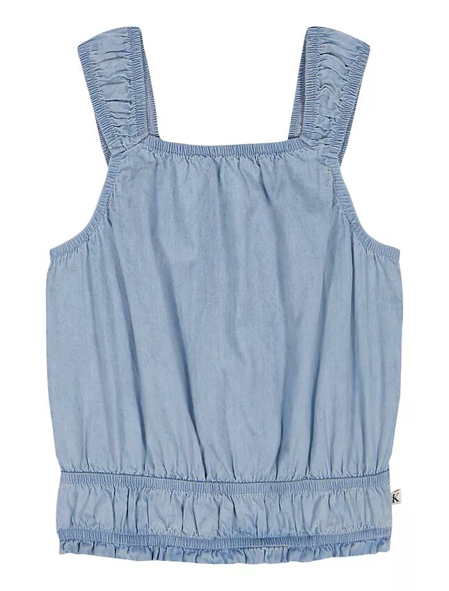 Camisola sem mangas com smock para meninas Camisola sem mangas com smock para meninas