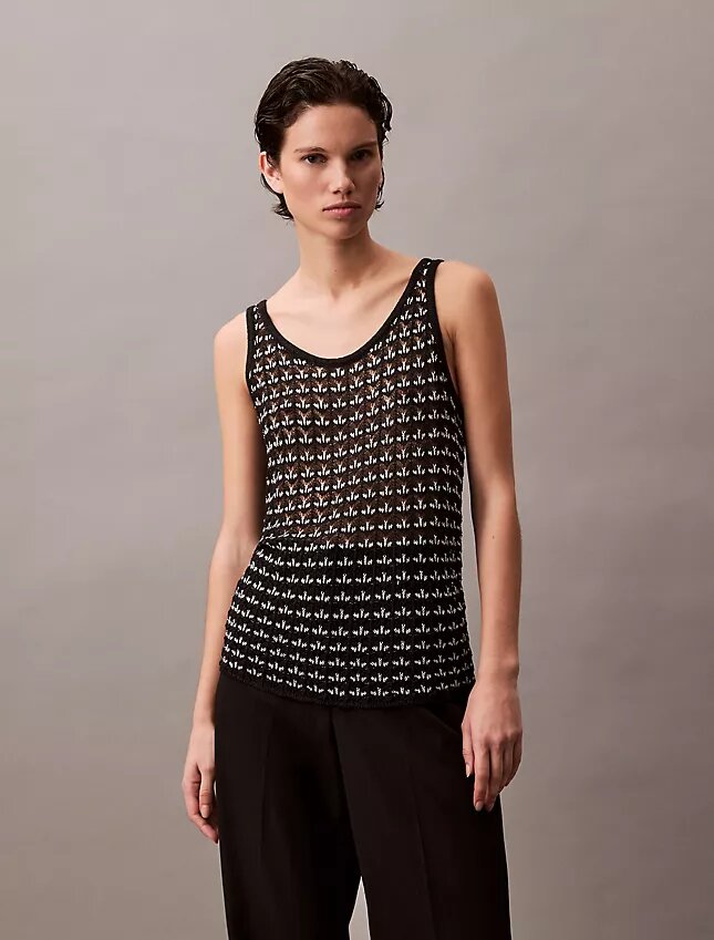 Camisola sem mangas com textura jacquard Camisola sem mangas com textura jacquard