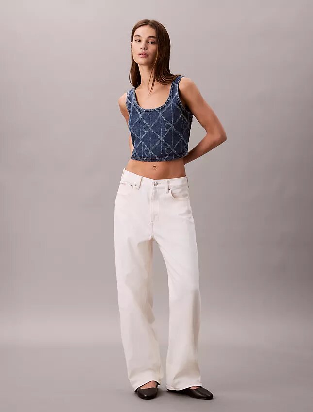 Camisola sem mangas curta com Monogram em Denim Camisola sem mangas curta com Monogram em Denim