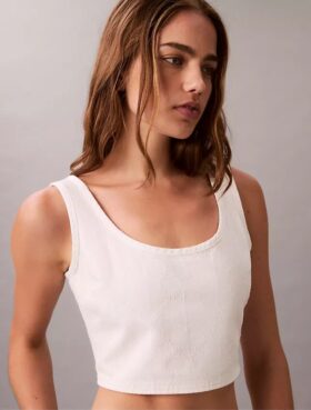 Camisola sem mangas curta com Monogram em Denim