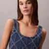 Camisola sem mangas curta com Monogram em Denim Camisola sem mangas curta com Monogram em Denim