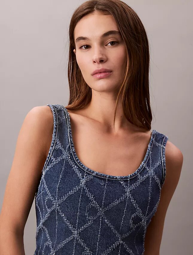 Camisola sem mangas curta com Monogram em Denim Camisola sem mangas curta com Monogram em Denim