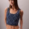 Camisola sem mangas curta com Monogram em Denim Camisola sem mangas curta com Monogram em Denim