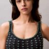 Camisola sem mangas em croché de algodão com bordado Camisola sem mangas em croché de algodão com bordado