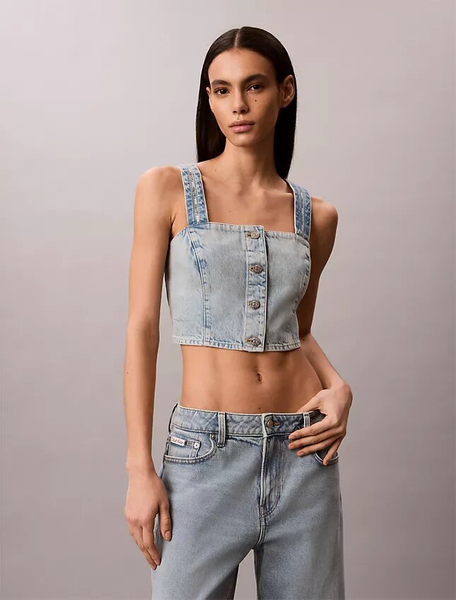 Camisola sem mangas em Denim Camisola sem mangas em Denim