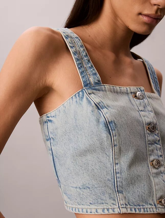 Camisola sem mangas em Denim Camisola sem mangas em Denim