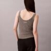 Camisola sem mangas em malha canelada de mistura de viscose Camisola sem mangas em malha canelada de mistura de viscose