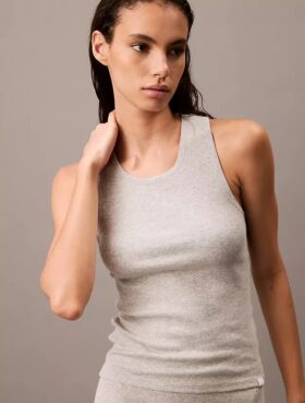 Camisola sem mangas em malha elástica de algodão Cotton Stretch