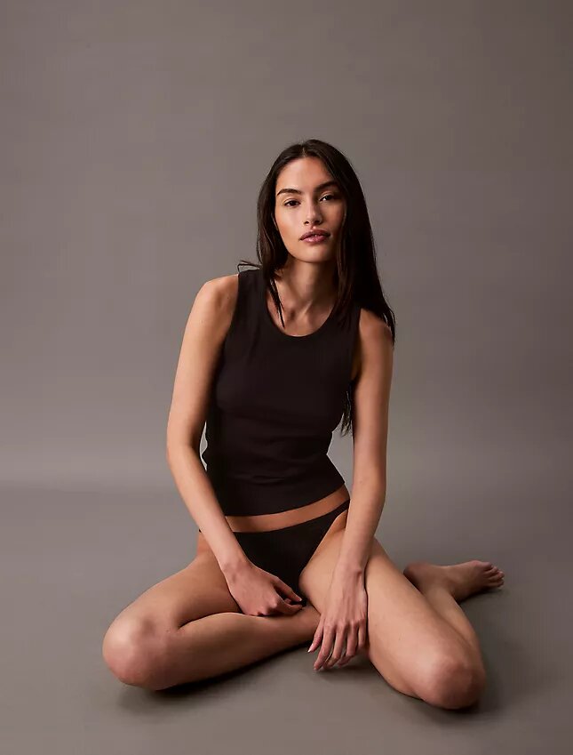 Camisola sem mangas em malha elástica de algodão Cotton Stretch Camisola sem mangas em malha elástica de algodão Cotton Stretch