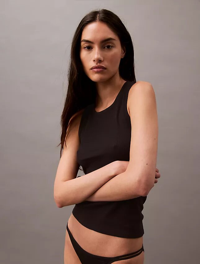Camisola sem mangas em malha elástica de algodão Cotton Stretch Camisola sem mangas em malha elástica de algodão Cotton Stretch