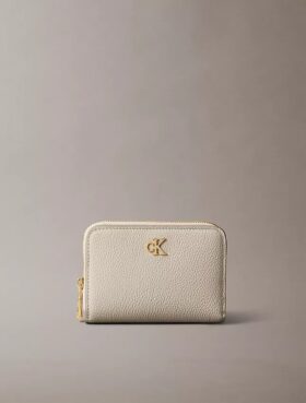Carteira com aba e fecho de correr minimalista com Monogram