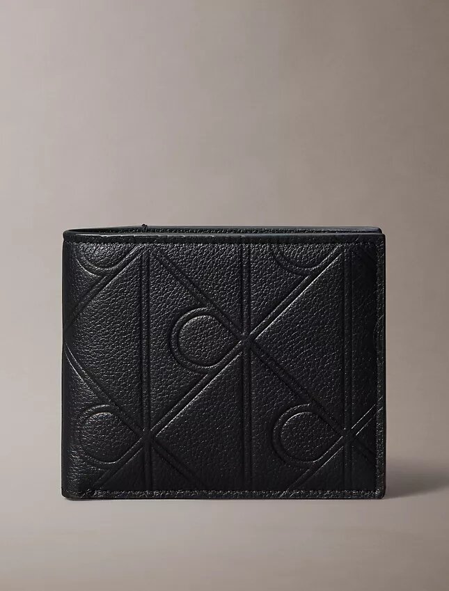 Carteira dobrável com emblema em relevo e bolsa para moedas Carteira dobrável com emblema em relevo e bolsa para moedas