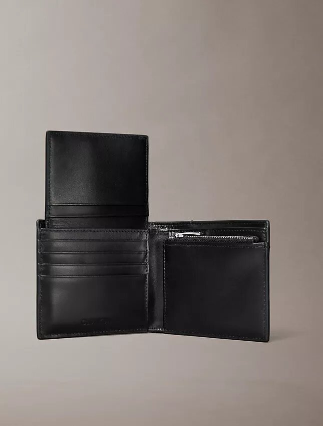 Carteira dupla com logótipo em relevo e porta-cartões Carteira dupla com logótipo em relevo e porta-cartões