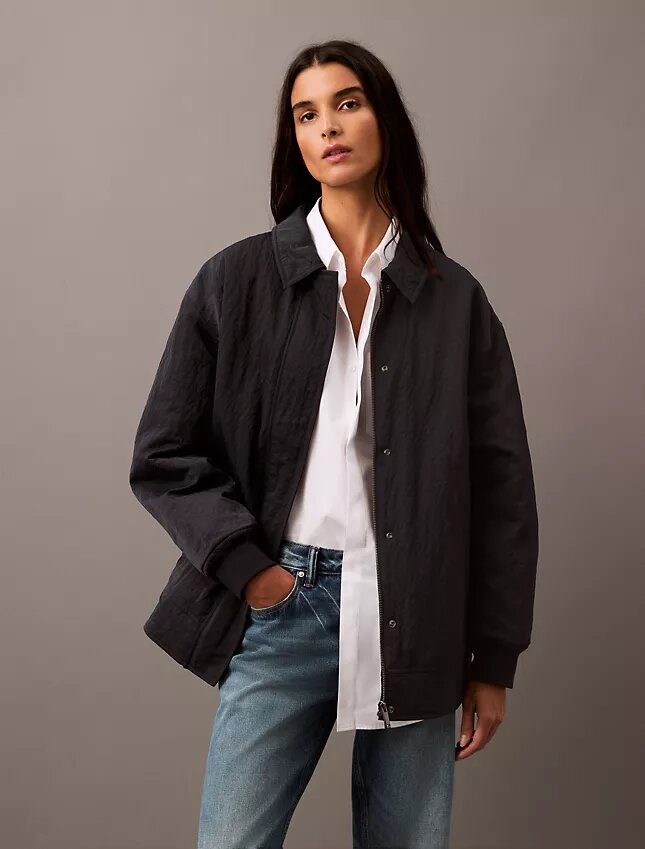 Casaco bomber em nylon amassado Casaco bomber em nylon amassado