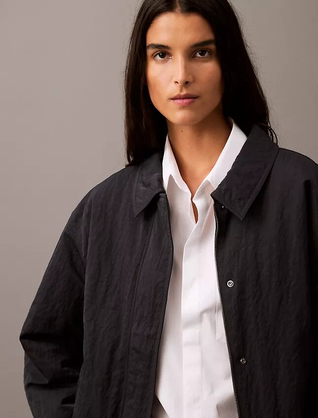 Casaco bomber em nylon amassado Casaco bomber em nylon amassado