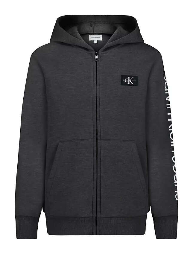 Casaco com capuz e fecho de correr com patch Monologo para meninos Casaco com capuz e fecho de correr com patch Monologo para meninos