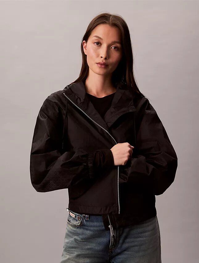 Casaco de vento com logótipo em jacquard Casaco de vento com logótipo em jacquard