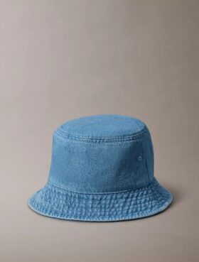Chapéu de pescador em Denim lavado com logótipo bordado