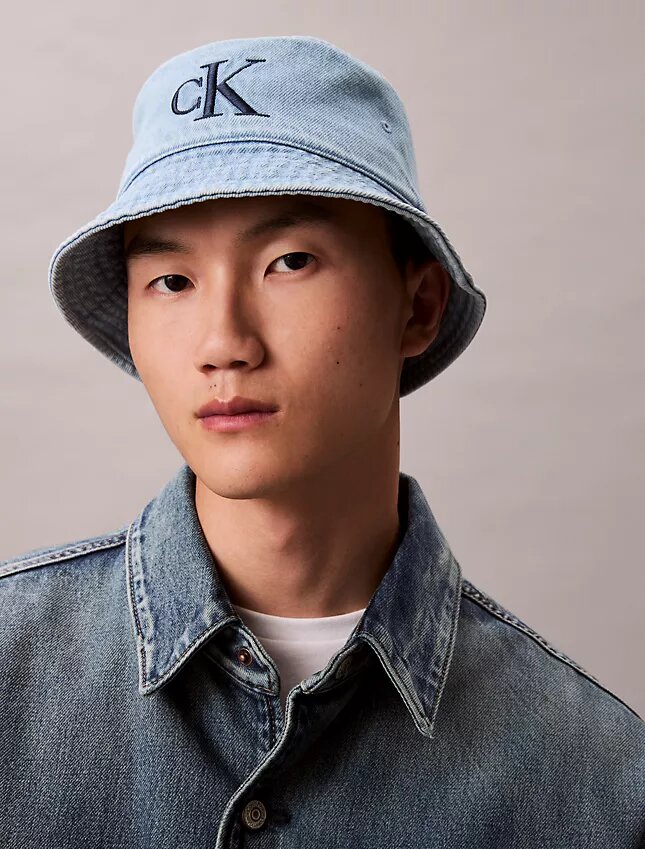 Chapéu de pescador em Denim lavado com logótipo bordado Chapéu de pescador em Denim lavado com logótipo bordado