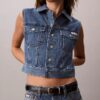 Colete sem mangas em Denim Colete sem mangas em Denim