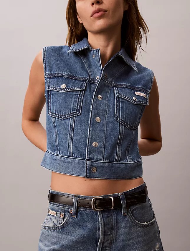 Colete sem mangas em Denim Colete sem mangas em Denim