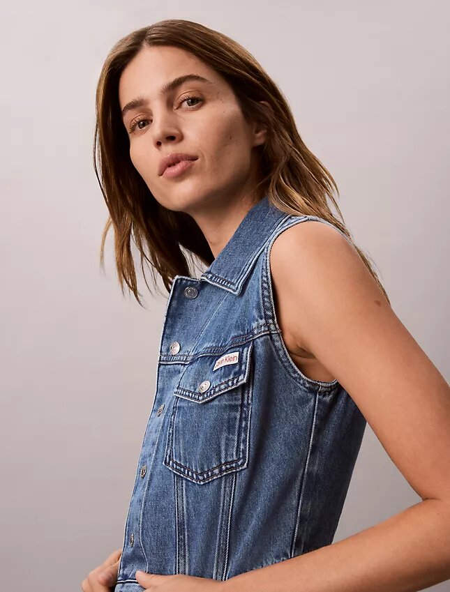 Colete sem mangas em Denim Colete sem mangas em Denim
