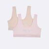 Conjunto de 2 Bralettes com faixa com logótipo para meninas Conjunto de 2 Bralettes com faixa com logótipo para meninas