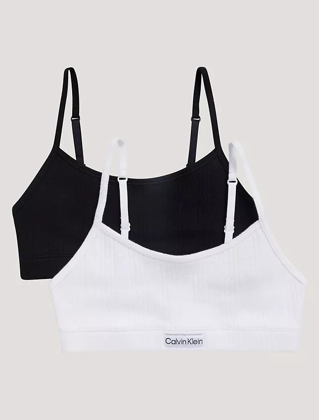 Conjunto de 2 Bralettes curtas com logótipo em canelado Conjunto de 2 Bralettes curtas com logótipo em canelado