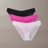 Conjunto de 3 Bikinis de cintura baixa com renda e logótipo Icon