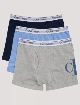 Conjunto de 3 Boxers justos de algodão Cotton Stretch com Monogram para meninos