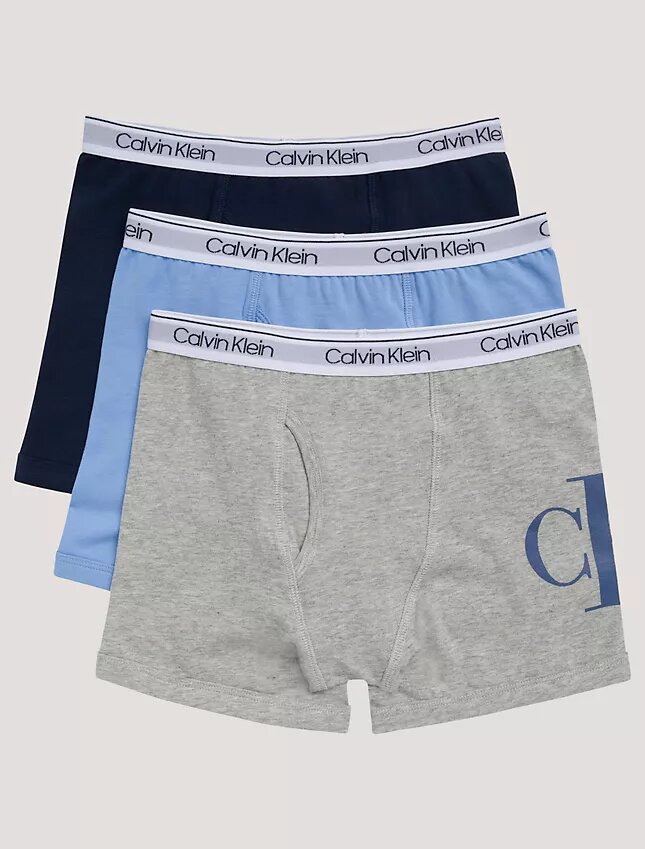 Conjunto de 3 Boxers justos de algodão Cotton Stretch com Monogram para meninos Conjunto de 3 Boxers justos de algodão Cotton Stretch com Monogram para meninos