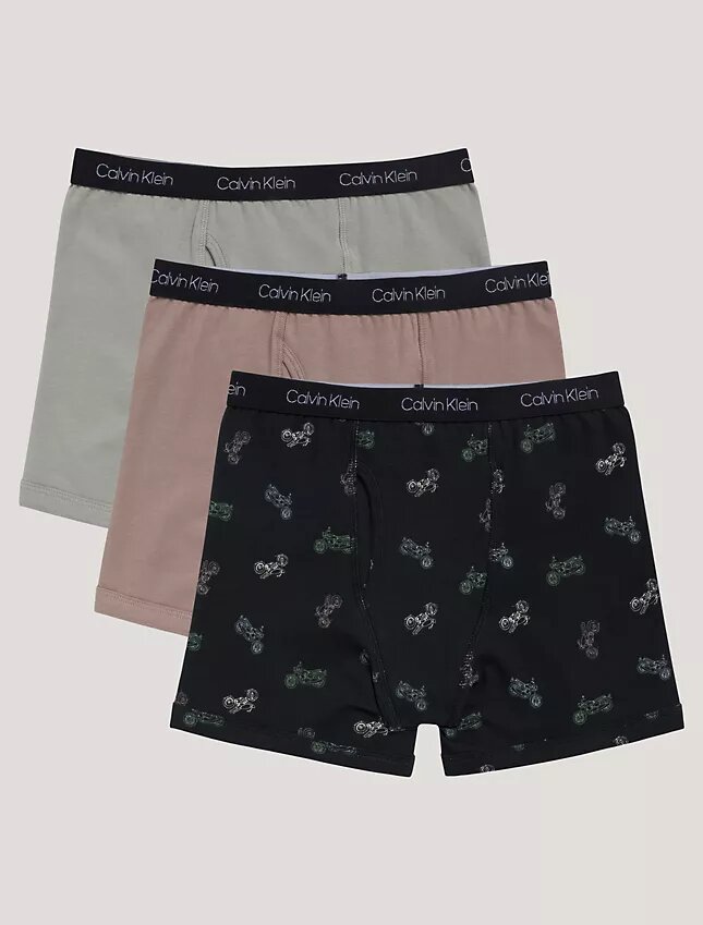 Conjunto de 3 Boxers justos em algodão Cotton Stretch para meninos Conjunto de 3 Boxers justos em algodão Cotton Stretch para meninos