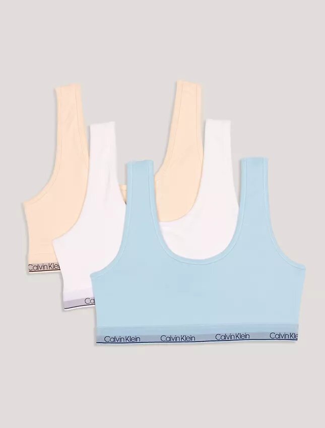Conjunto de 3 Bralettes com decote redondo para meninas Conjunto de 3 Bralettes com decote redondo para meninas