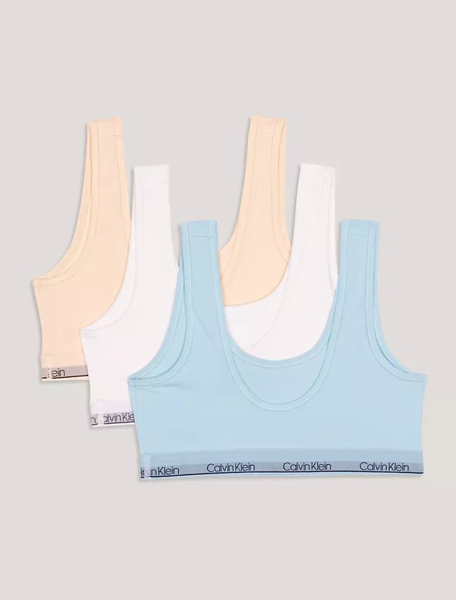 Conjunto de 3 Bralettes com decote redondo para meninas Conjunto de 3 Bralettes com decote redondo para meninas