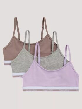 Conjunto de 3 bralettes curtas em Cotton Stretch para meninas