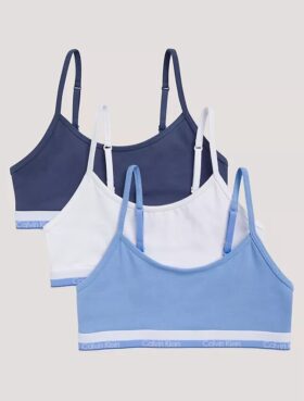 Conjunto de 3 bralettes curtas em Cotton Stretch para meninas
