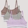 Conjunto de 3 bralettes curtas em Cotton Stretch para meninas Conjunto de 3 bralettes curtas em Cotton Stretch para meninas