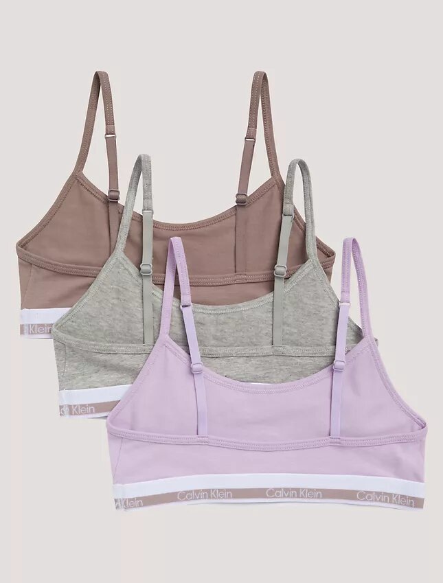 Conjunto de 3 bralettes curtas em Cotton Stretch para meninas Conjunto de 3 bralettes curtas em Cotton Stretch para meninas