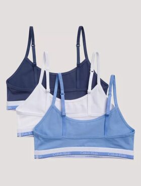 Conjunto de 3 bralettes curtas em Cotton Stretch para meninas