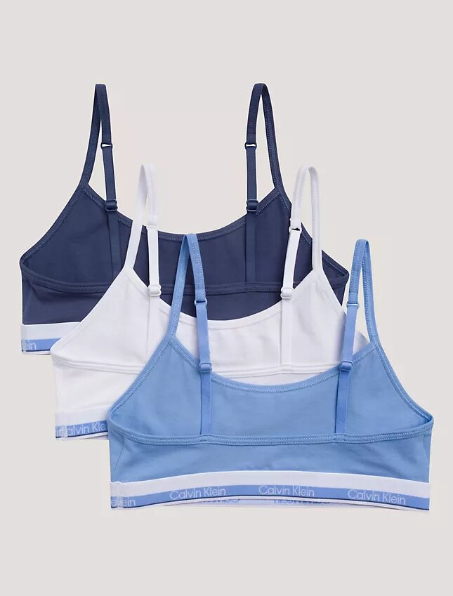 Conjunto de 3 bralettes curtas em Cotton Stretch para meninas Conjunto de 3 bralettes curtas em Cotton Stretch para meninas