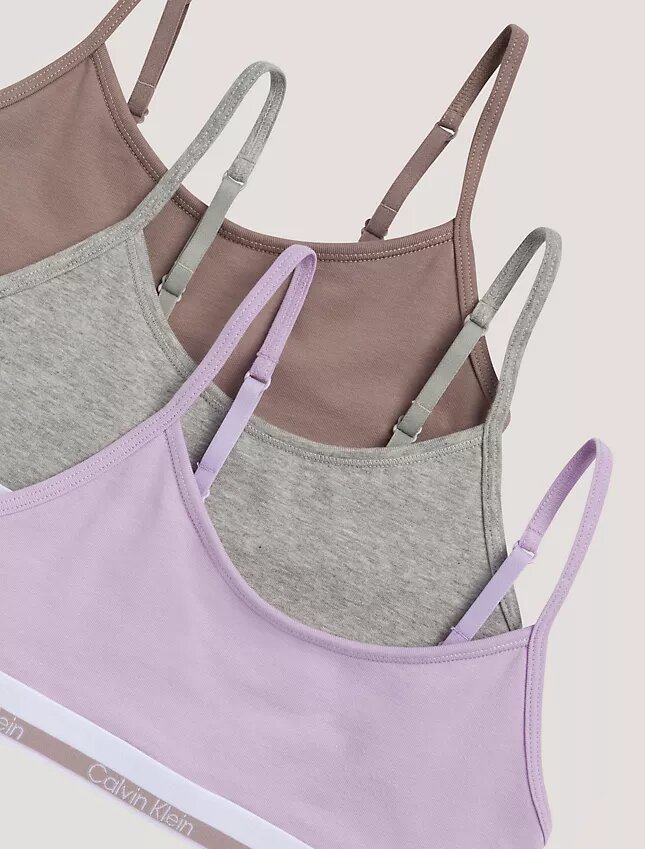 Conjunto de 3 bralettes curtas em Cotton Stretch para meninas Conjunto de 3 bralettes curtas em Cotton Stretch para meninas