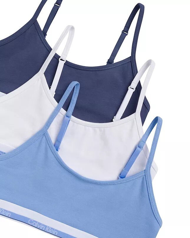 Conjunto de 3 bralettes curtas em Cotton Stretch para meninas Conjunto de 3 bralettes curtas em Cotton Stretch para meninas