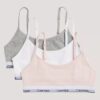 Conjunto de 3 Bralettes curtas em Cotton Stretch para meninas, Unlined