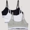 Conjunto de 3 Bralettes curtas em Cotton Stretch para meninas, Unlined Conjunto de 3 Bralettes curtas em Cotton Stretch para meninas, Unlined