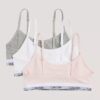 Conjunto de 3 Bralettes curtas em Cotton Stretch para meninas, Unlined
