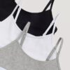 Conjunto de 3 Bralettes curtas em Cotton Stretch para meninas, Unlined Conjunto de 3 Bralettes curtas em Cotton Stretch para meninas, Unlined