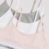 Conjunto de 3 Bralettes curtas em Cotton Stretch para meninas, Unlined