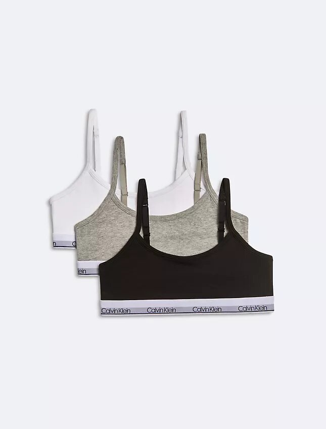 Conjunto de 3 bralettes curtas Modern Cotton para meninas Conjunto de 3 bralettes curtas Modern Cotton para meninas