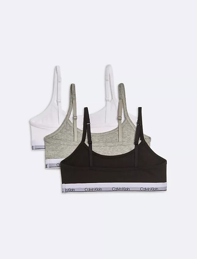 Conjunto de 3 bralettes curtas Modern Cotton para meninas Conjunto de 3 bralettes curtas Modern Cotton para meninas